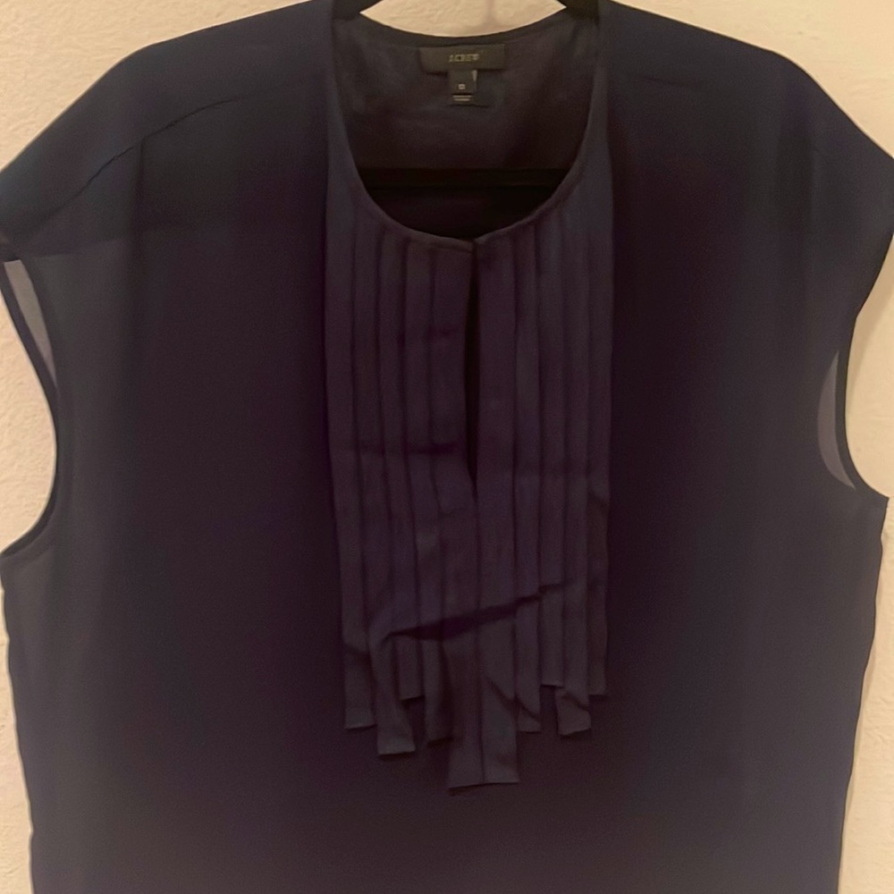 J Crew Navy Ribbon Sleeveless Blouse Top 12